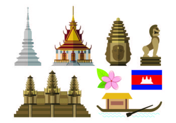 Conjunto De Camboya Icono vector