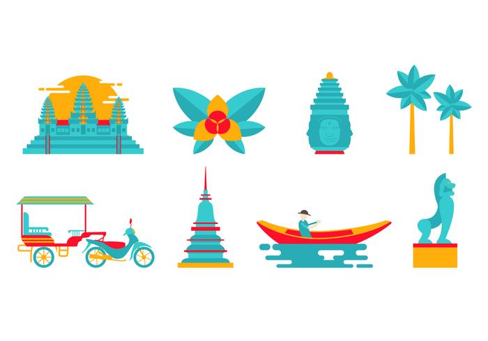 Cambodia Landmark and Culture Vector