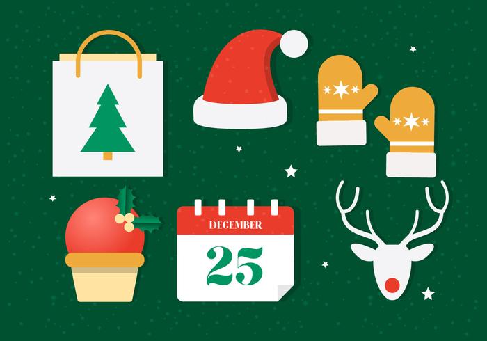 Flat Design Vector Winter Holiday Icons