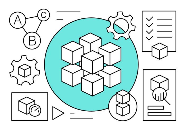 Iconos de tecnología Linear Blockchain vector