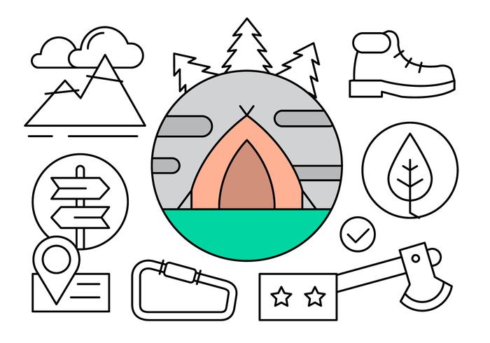 Linear Camping Illustration vector