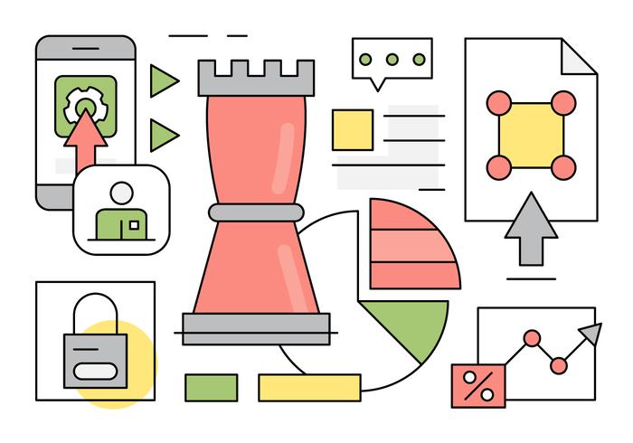 Iconos Lineales de Estrategia Empresarial vector