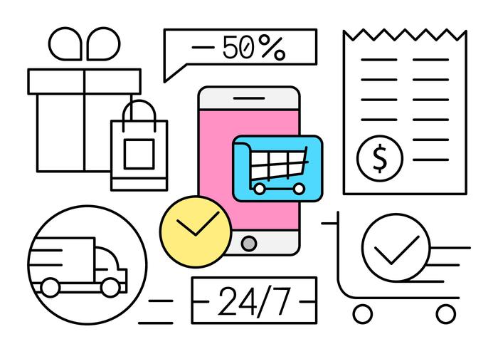 Ilustración vectorial de compras lineales vector