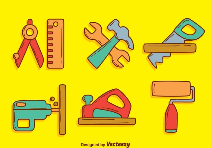 Hand Drawn Bricolage Tool Kit Vector