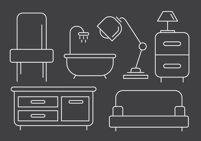 Free Linear Furniture Icons vector