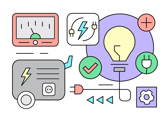 Iconos de Generador Lineal de Electricidad vector