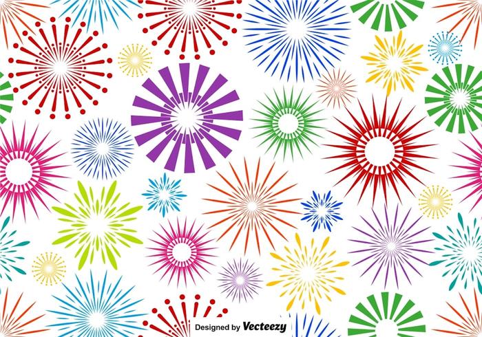Vector Multicolored Firework Endless Pattern On White Background