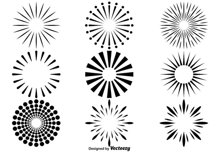 Vector iconos de fuegos artificiales conjunto