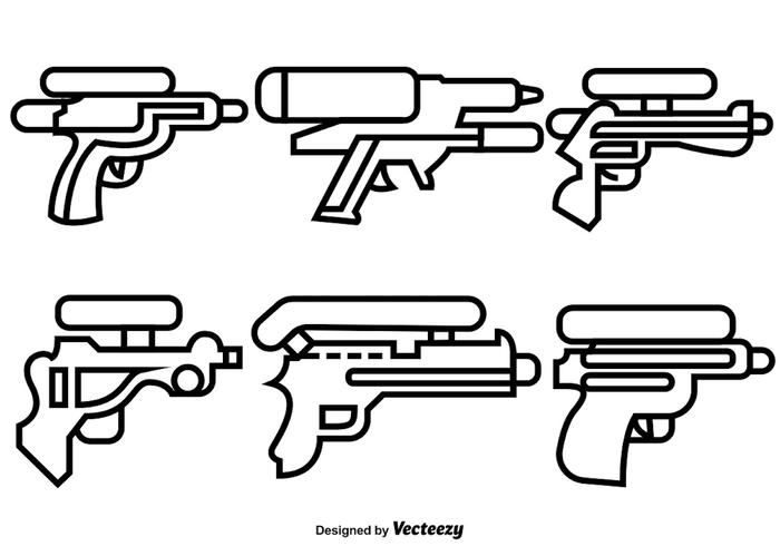 Vector Set Of Line Style Water Gun Icons