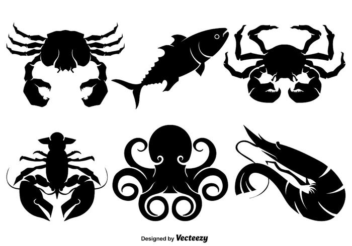 Siluetas de gambas vectoriales vector