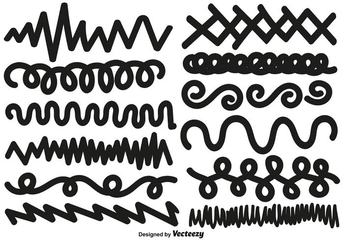 Set of hand drawn swirls and squiggles. Vector Set