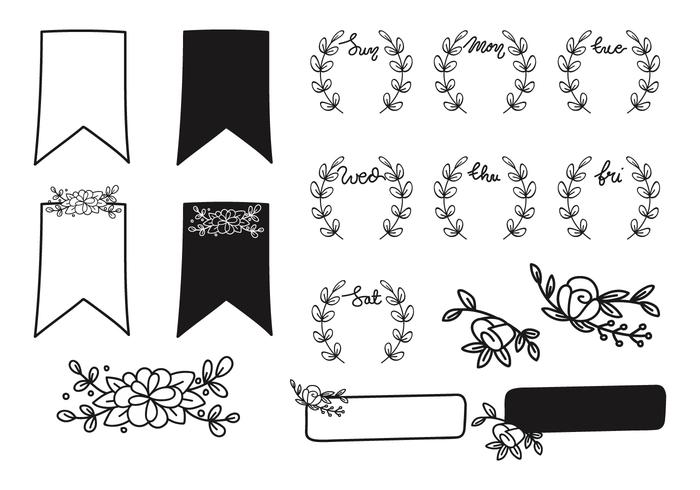 Hand Drawn Floral Bullet Journal Element vector