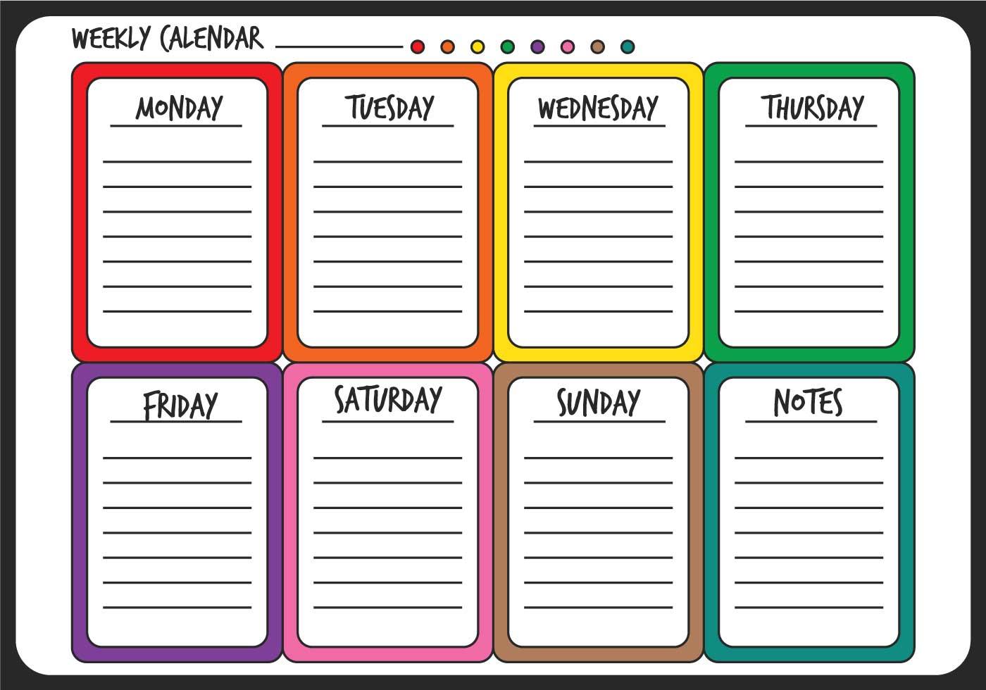 printable weekly calendar vector 162815 vector art at vecteezy