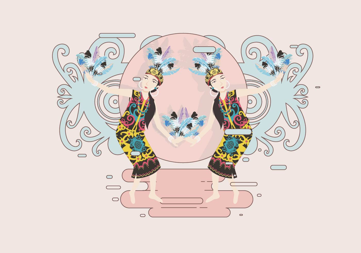 Female Dayak Dancer Vector 162833 Vector Art at Vecteezy