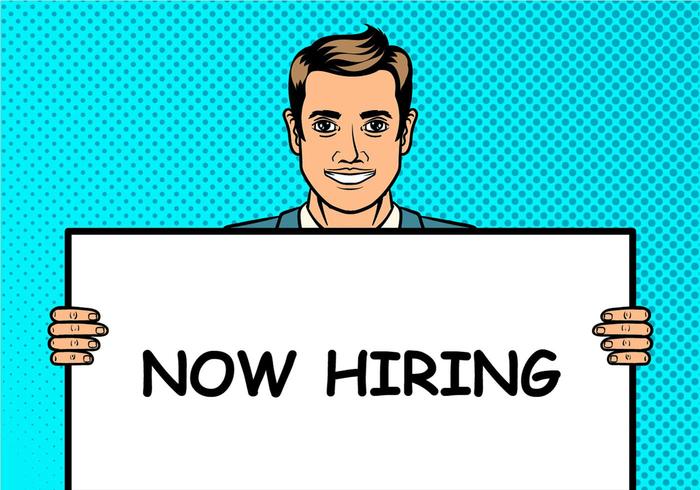 Now Hiring Pop Art Illustration Background vector