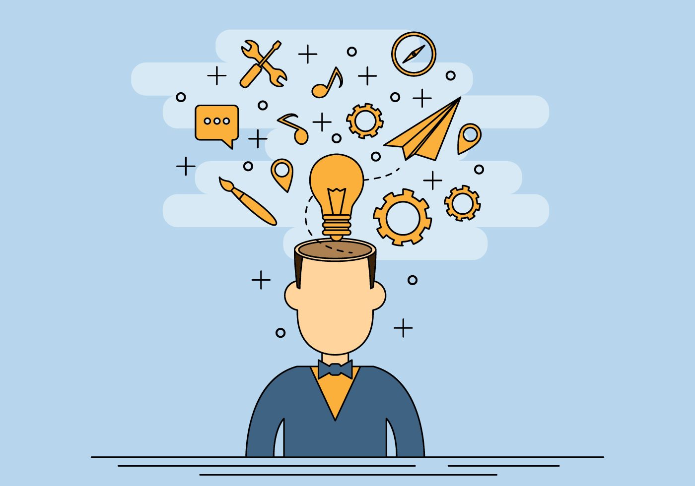 Open Mind With Many Ideas Vector 162860 Vector Art At Vecteezy