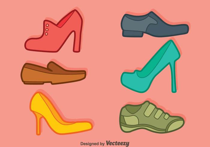 Man And Woman Shoes Collection Vector