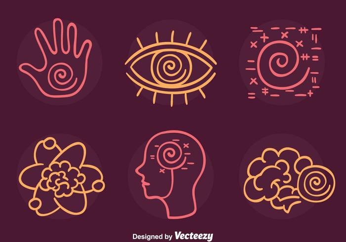 Hypnosis Element Line Icons Vector