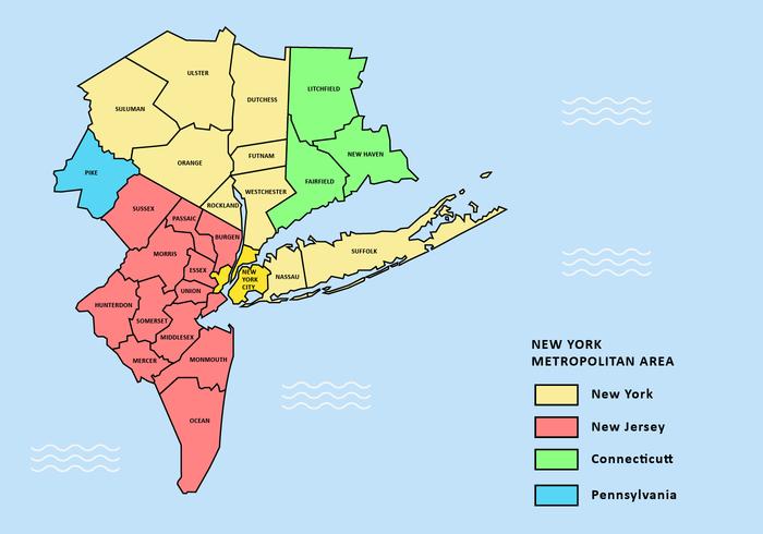 Greater New York City Map Vector 