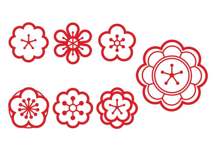 Plum blossom vector set