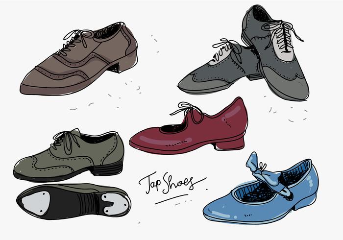 Tap Shoes Hand Drawn Collection Vector Illustration