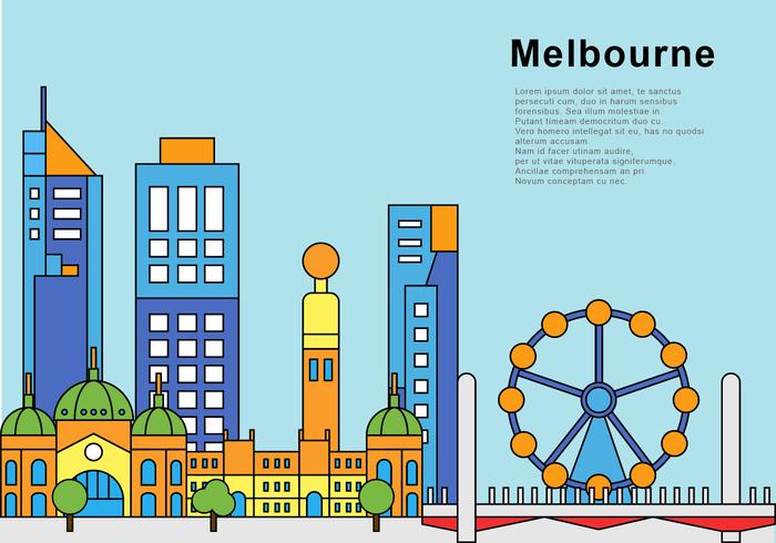 Flat Melbourne Skyline vector