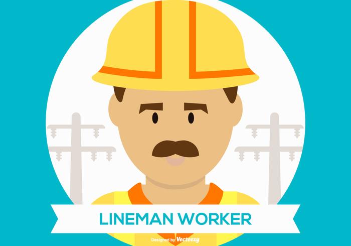 Cute Lineman Worker Illustration vector