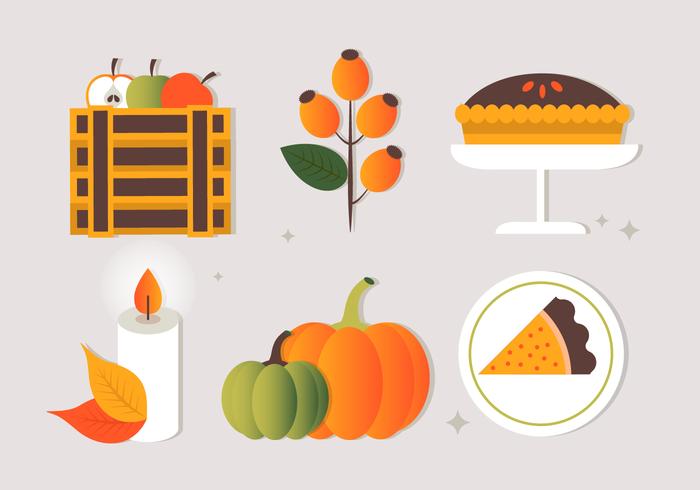 Diseño de vector plano libre Iconos y elementos de otoño