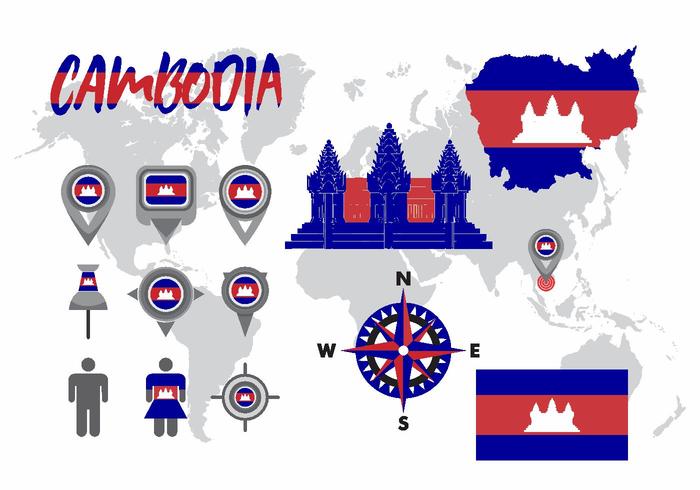 Camboya Mapa Vector Pack