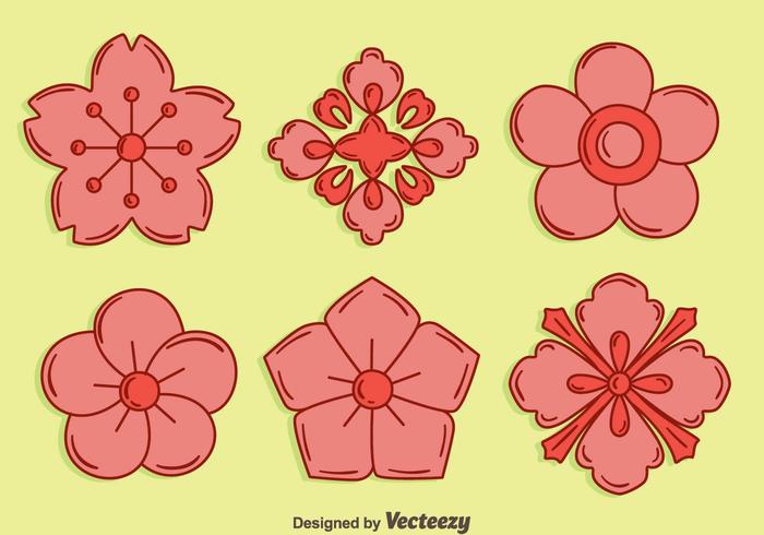 Flores de flor de ciruelo dibujado a mano vector