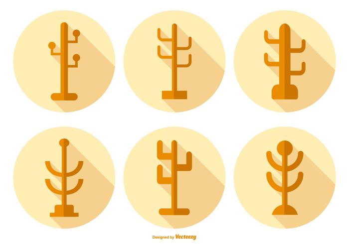 Coat Stand Icons with Long Shadow vector