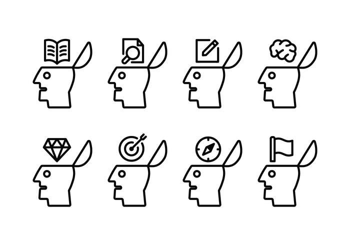 Open Mind Set Icons vector