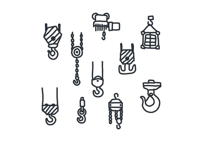 Set Of Doodled Winches vector