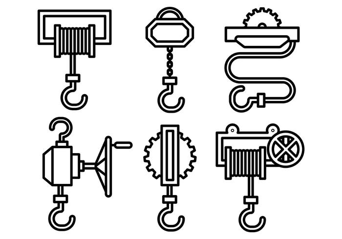 iconos de vector de cabrestante