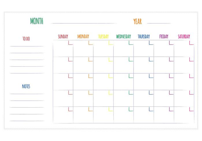 Vectores únicos mensuales del calendario