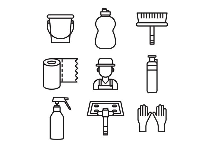 Outlined Caretaker Stuff Icons vector