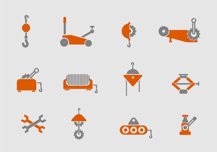 Winch Icons Set vector