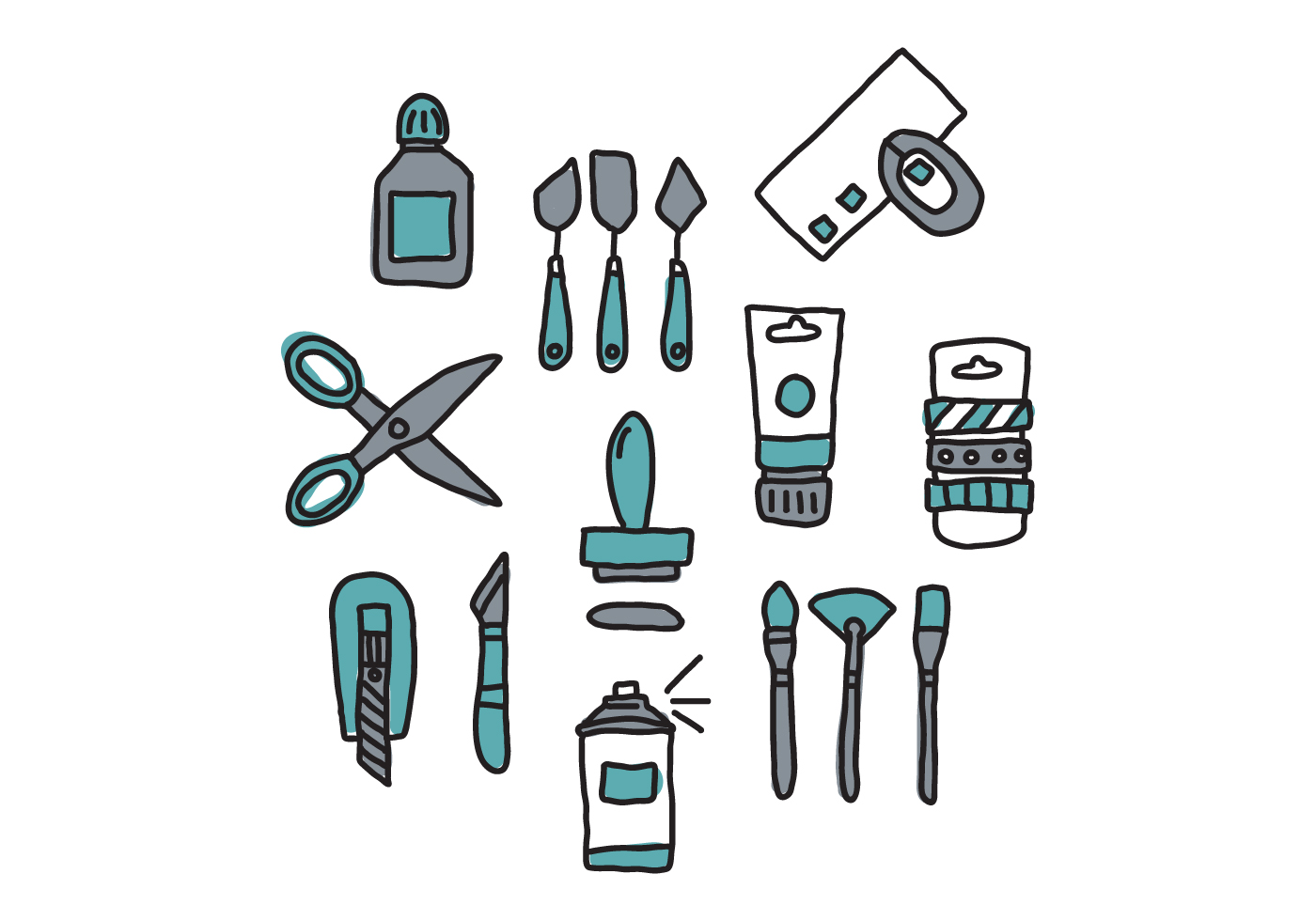 Doodled Blue Craft Tools 163317 Vector Art at Vecteezy
