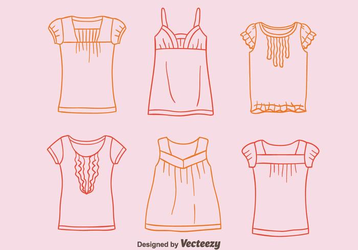 Sketch Shirt With Frills Collection Vetor vector