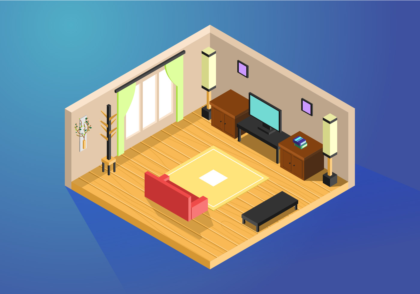 Isometric Room Vector Art Icons And Graphics For Free Download