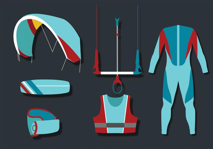 kite surfing equipment vector pack