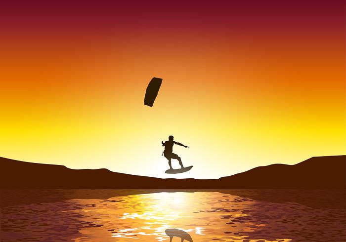 Kitesurfing Sunset Free Vector