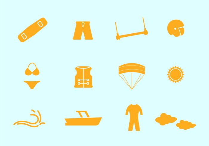 Kitesurfing Vector Icons