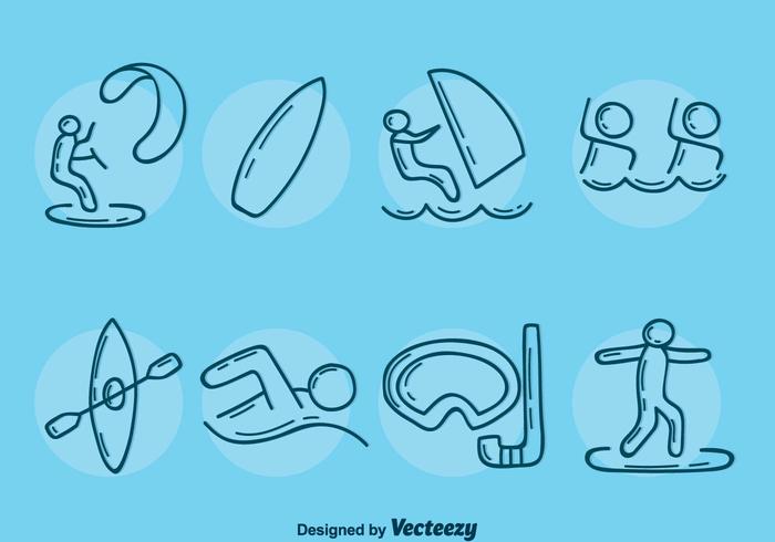 Sketch Water Sport Collection Vector