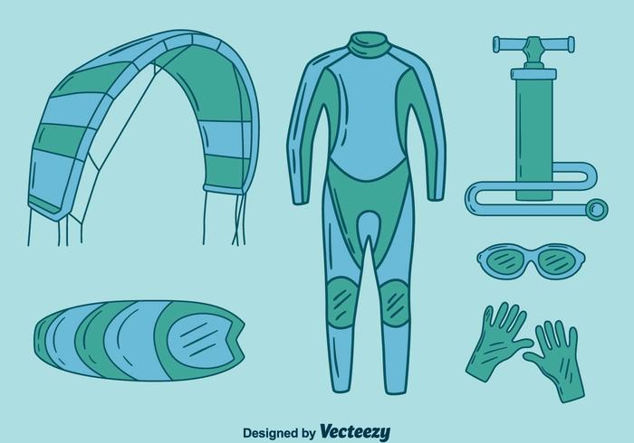 Hand Drawn Kitesurfing Element Vector