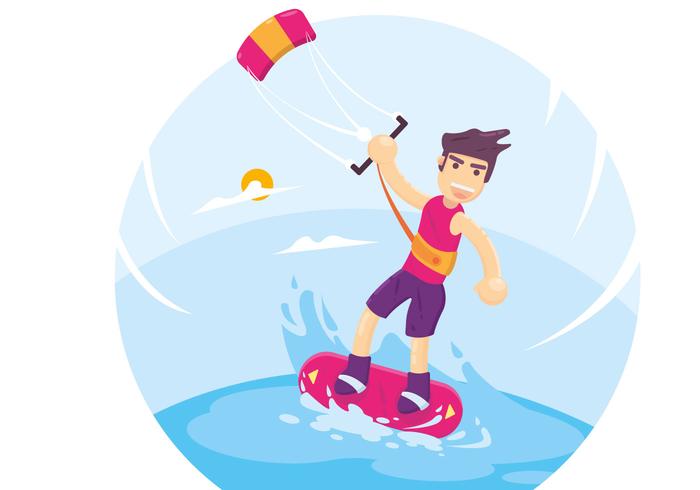 Kitesurfing Vector Illustration