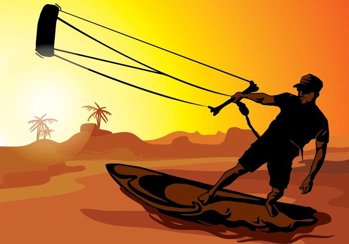 Kitesurfing Sunset Silhouette vector