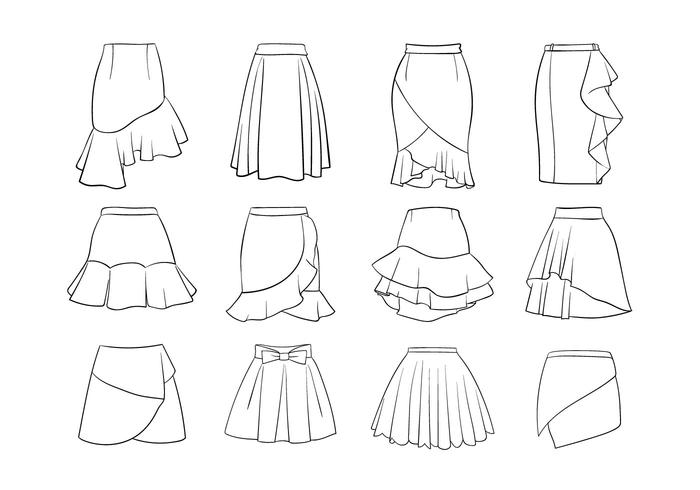 Set Of Different Women Skirts vector