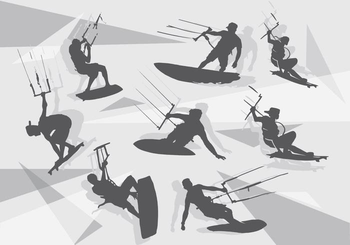 Kitesurfing Silhouette Pack vector