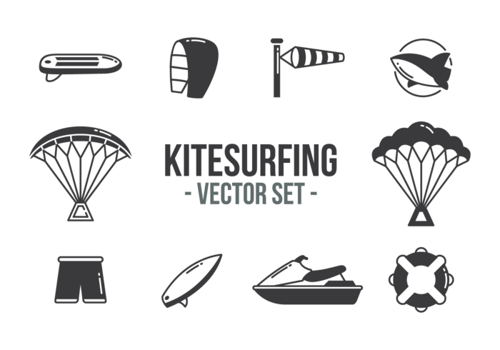 Kitesurfing Iconos Vectoriales vector